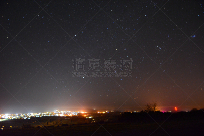天空,星星,夜晚,桑当,海湾,在上面,城镇景观,星系,水平画幅,高视角