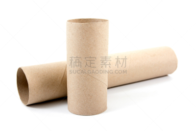 两个物体,长的,短的,苹果核,白色背景,卫生纸,褐色,棉纸,分离着色,有序