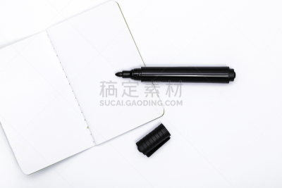 毡尖笔,笔记本,白色背景,黑色,纸,空白的,办公室,办公用品,灵感,艺术