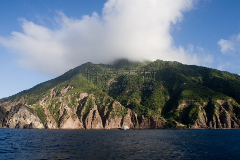 沙巴岛,伊丽莎白二世,旅游目的地,水平画幅,无人,西,西印度群岛,陡峭,夏天,户外