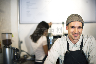 咖啡师,饮料,商务,咖啡馆,咖啡,围裙,蒸汽,咖啡滤纸,板滑摩擦,磨咖啡机
