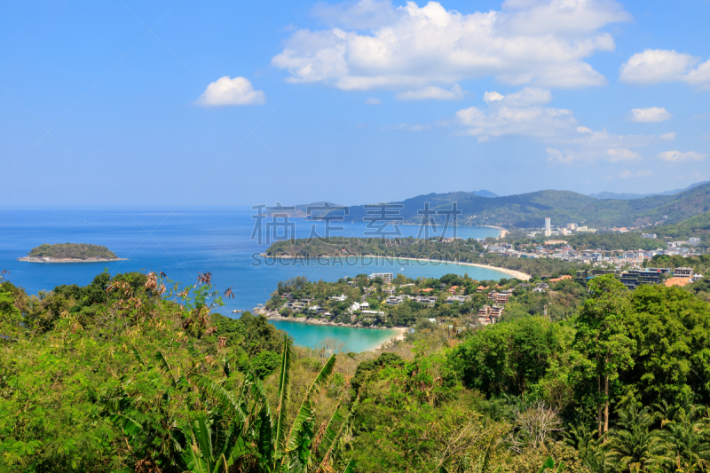 风景,视角,泰国,普吉岛,卡隆海滩,安达曼海,三只动物,自然美,在上面,海湾