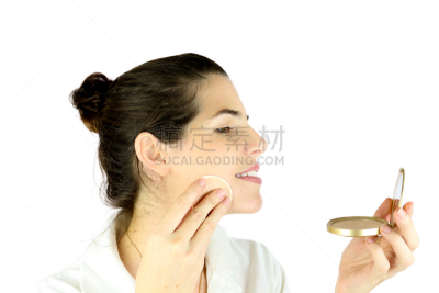 扑面粉,人的脸部,腮红刷,美,彩妆,水平画幅,美人,化妆用品,白人,刷