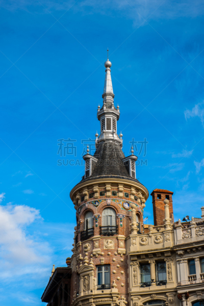 建筑,西班牙,马德里,街道,保垒之门,,公里,长的,垂直画幅,纪念碑