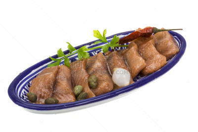 切片食物,鲱鱼,餐具,水平画幅,无人,莳萝,大西洋,膳食,海产,特写