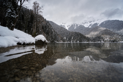 阿波卡次共和国,冬天,雪,寒冷,云,现代,著名景点,春天,湖,岩石