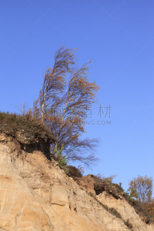 秋天,蓝色,天空,普鲁贝尔岛,垂直画幅,多塞特郡,悬崖,沙子,无人,户外