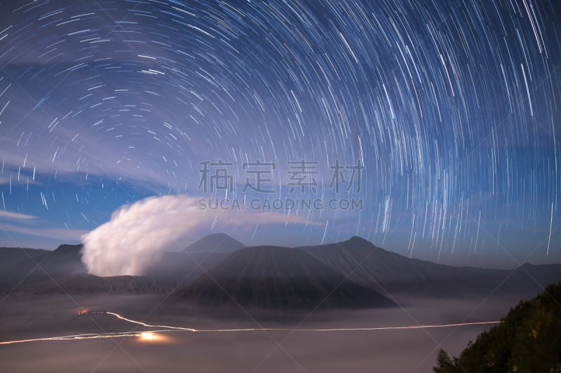 婆罗摩火山,bromo-tengger-semeru national park,爪哇,火山,山,视角,星迹,东,巴杜尔山