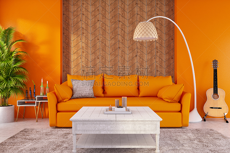 橙色,起居室,土耳其,几何形状,茶几,扶手椅,华贵,砖,舒服,软垫