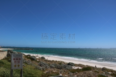 西澳大利亚,夏天,科茨洛海滩,印度洋,风景,水,天空,滨草,水平画幅,沙子