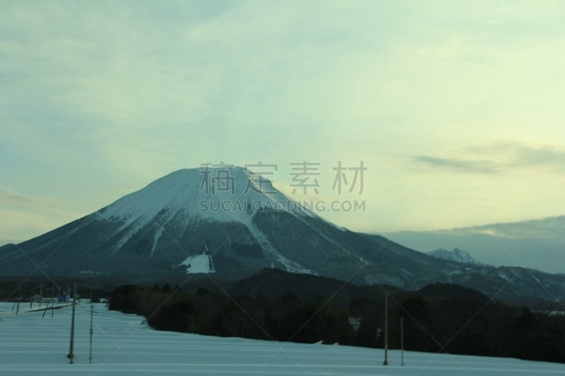 daisen,山,山阴地区,鸟取县,岩石海岸线,雪山,水平画幅,雪,无人,早晨