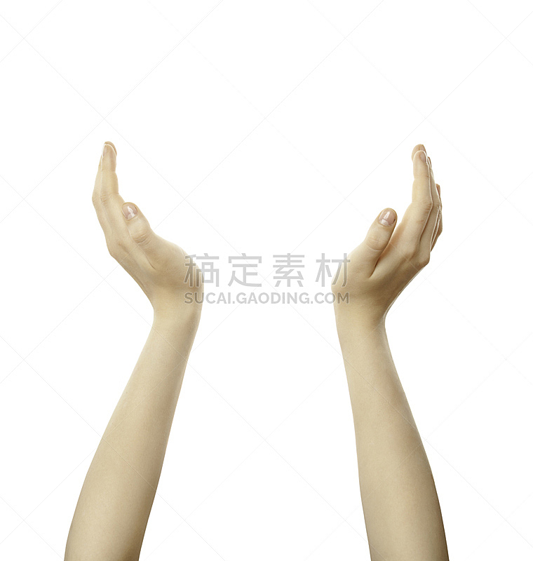 手,女性,捧着,两个物体,提举,高举手臂,开着的,垂直画幅,留白,高视角