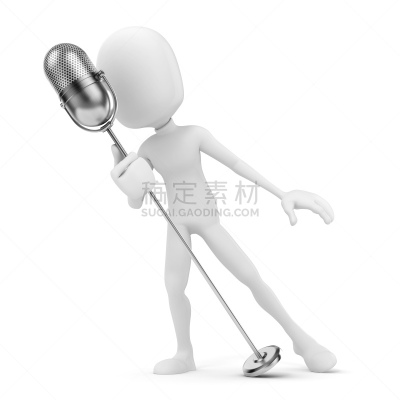 三维图形,男人,舞台,歌手,麦克风,形状,噪声,绘画插图,生存,唱
