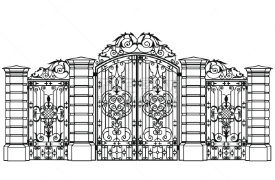 forged iron gate and wiсket door