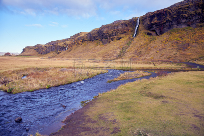 seljalandsfoss waterfall,自然美,著名景点,背景,瀑布,户外,旅行者,欧洲,自然,黄色