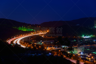 夜晚,神奈川县,日本,美,里山,水平画幅,樱花,主干路,曙暮光,托美高速公路
