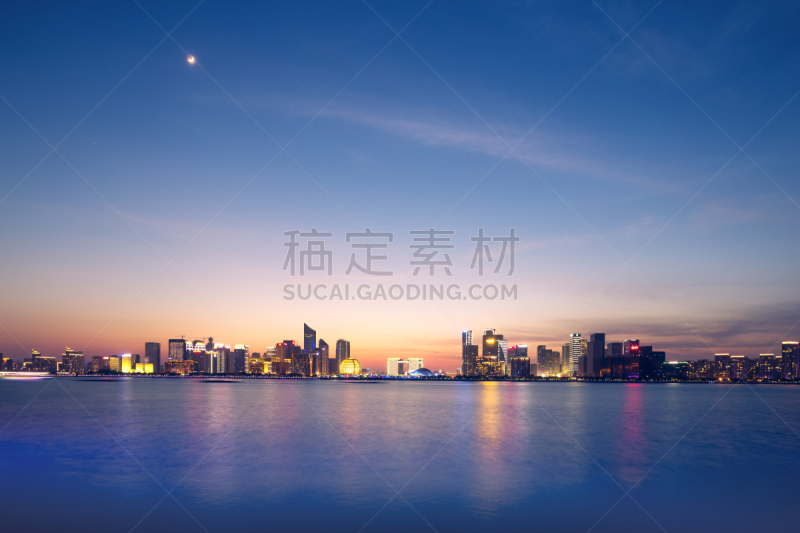 水,现代,建筑外部,杭州,浙江省,河岸,办公室,天空,新的,水平画幅