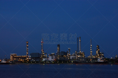 夜晚,工厂,炼油厂,天空,装管,曙暮光,工业,管道,技术,地形