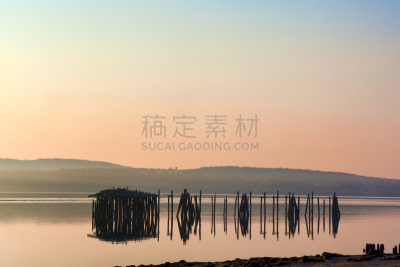 缅因州,被抛弃的,木桩,海滩,沙子,培诺伯斯科特河,水平画幅,风化的,无人,古老的