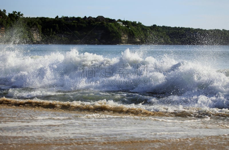 波浪,海滩,印度洋,巨大的,库塔,水平画幅,沙子,巴厘岛,人,群众