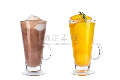 马克杯,鸡尾酒,玻璃,精神振作,多样,白色背景,苏打,暗色,杯,果汁