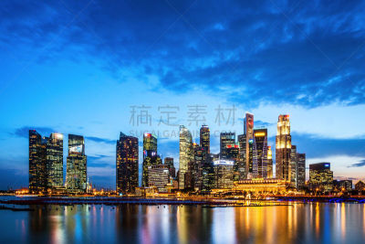 新加坡市,黄昏,cbd,滨海广场,鱼尾狮公园,新加坡,滨海湾 ,都市风景,水,高视角