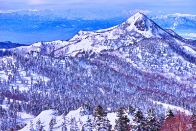 雪,山,山之内町,地球女神,长野县,天空,留白,水平画幅,无人,纯净
