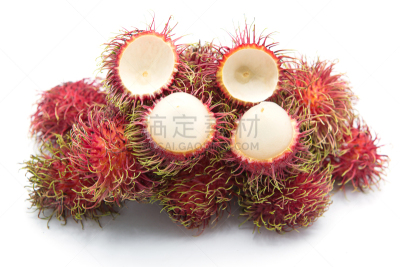 红毛丹,水果,白色背景,甜食,分离着色,水平画幅,生食,维生素,特写,泰国
