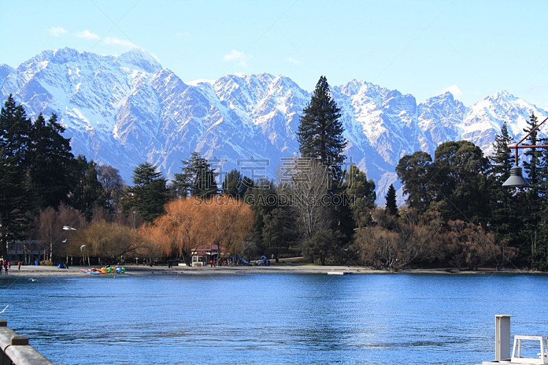 新西兰,卓越山脉,瓦卡迪普湖,皇后镇,自然,水,寒冷,水平画幅,雪,人