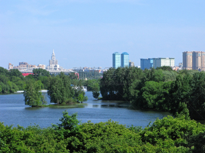 俄罗斯,moscva河,水,天空,水平画幅,无人,夏天,户外,莫斯科,都市风景