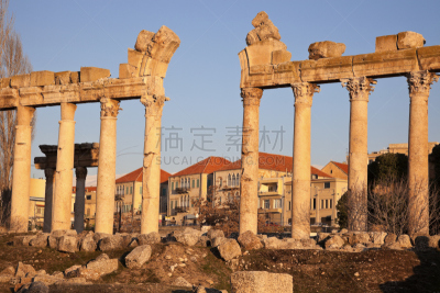 巴勒贝克,中东,黎巴嫩,水平画幅,建筑,无人,亚洲,早晨,罗马风格,贝卡谷地