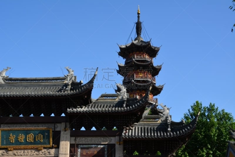 龙华寺,中国,上海,弥勒佛,宝塔,熏香,天空,灵性,水平画幅,无人