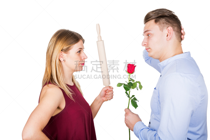 异性恋,悲哀,情人节,女朋友,仅成年人,青年人,白色,婚姻,青年男人,妻子
