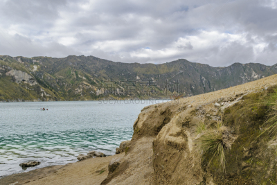 湖,quilotoa,厄瓜多尔,拉塔昆加,水边,水,天空,美,公园,水平画幅