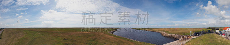 全景,里伯郡,丹麦,沼泽,自然,水,天空,宁静,水平画幅,绿色