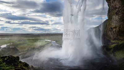 瀑布,枝繁叶茂,桨叉架船,在之后,表现积极,seljalandsfoss waterfall,北极,冰岛国,水,天空