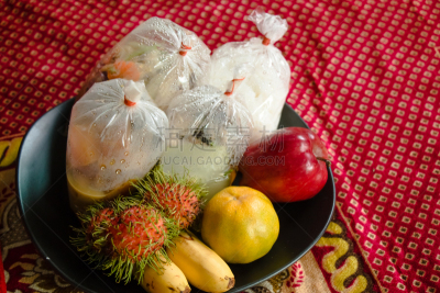 红毛丹,清新,食品,水果,香蕉,白色,橙子,盒子,做,给予