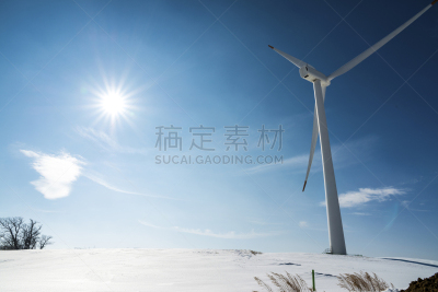 冬天,风轮机,风力机,转动的风车,天空,风,风力,能源,雪,冰晶