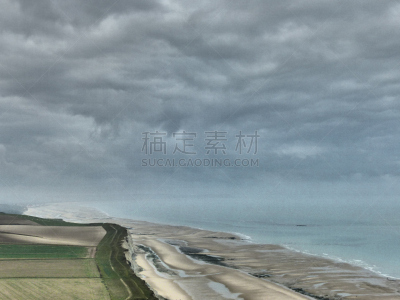 海岸线,法国,毕加底,水平画幅,无人,英吉利海峡,户外,云景,摄影