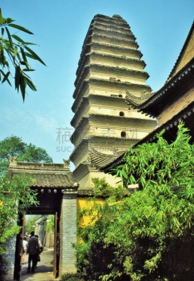 西安,宝塔,侧面视角,大门,丘陵鹅,小的,垂直画幅,纪念碑,古代文明,旅游目的地