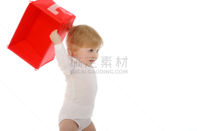 白色,婴儿,盒子,红色,分离着色,俄罗斯人,水平画幅,进行中,白人,彩色图片