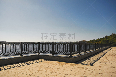 夏天,城市,太阳,池塘,白昼,河堤,水,天空,美,水平画幅