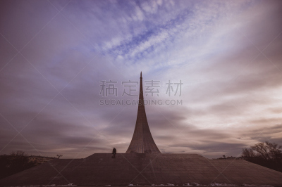 太空,纪念碑,横截面,全部,尤里加加林,方尖石塔,钛,前苏联,水平画幅,无人