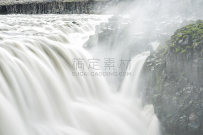 瀑布,岩石,白色,长时间曝光,无人,水,悬崖,冰岛国,行动,喷