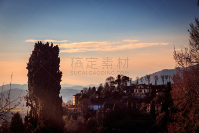 贝加莫,色彩鲜艳,阿尔塔,卢扎钟楼,亭台楼阁, 米兰,钟楼,顶部,纪念碑