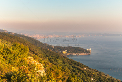 黄昏,水,天空,夏天,灯塔楼,游艇,城镇,地平面,渔业,悬崖