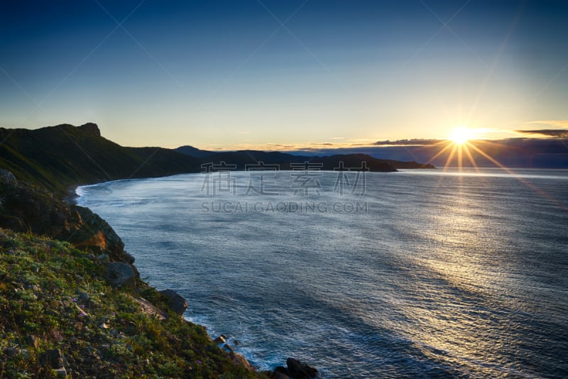 黎明,自然美,海湾,海岬,天空,水平画幅,山,夜晚,无人,早晨