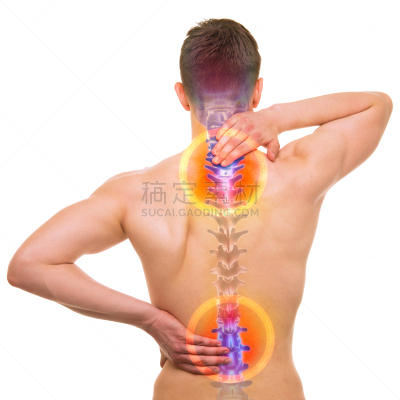 脊柱,痛苦,白色,男性,分离着色,躯干,身体受伤,人,科学
