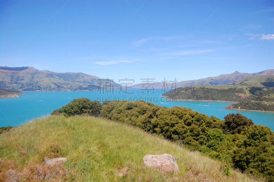 山,海洋,风景,海湾,自然,半岛,水平画幅,绿色,地形,无人