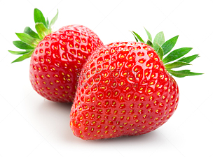 草莓,两个物体,白色背景,分离着色,浆果,水果,清新,背景分离,一个物体,组物体